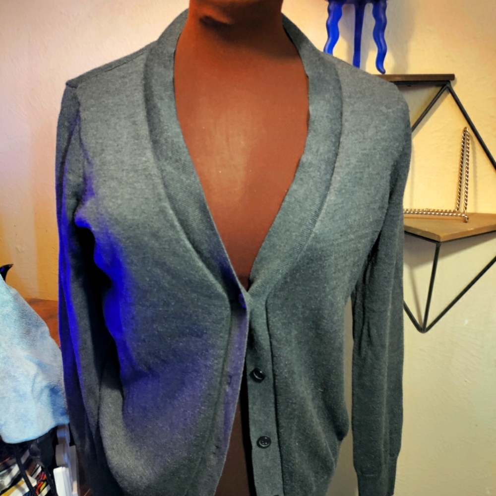 S BLK Button Down Cardigan